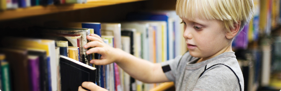 Boy in library