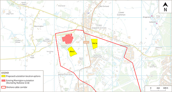Phase 1 map of the substation sites for Navitus Bay